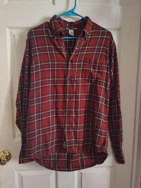 Field & Stream Red Plaid Button-Down Shirt Size Medium